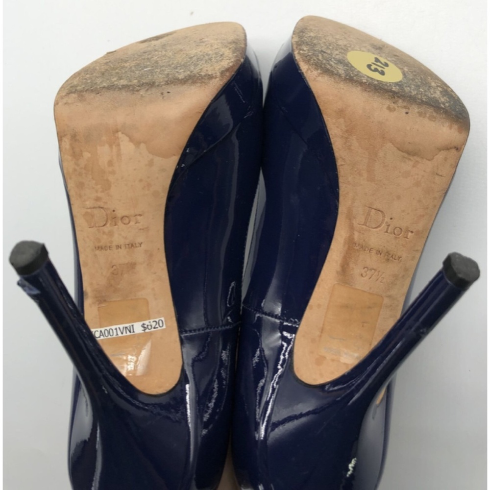 Christian Dior 'Miss Dior' Navy Patent Leather Peep Toe Platform Pump sz 37.5 - Picture 5 of 5